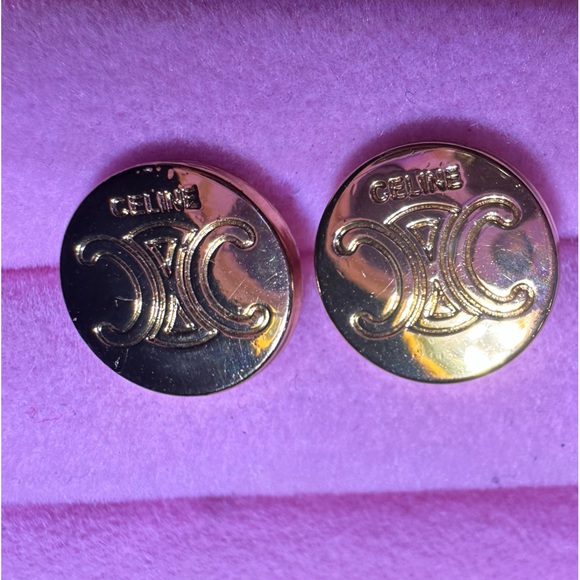 Celine Gold Macadam Triomphe Buttons turned into Studs - Picture 13 of 15